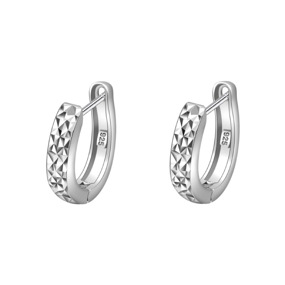 Diamond Cut Huggie Hoop Earrings .925 Silver
