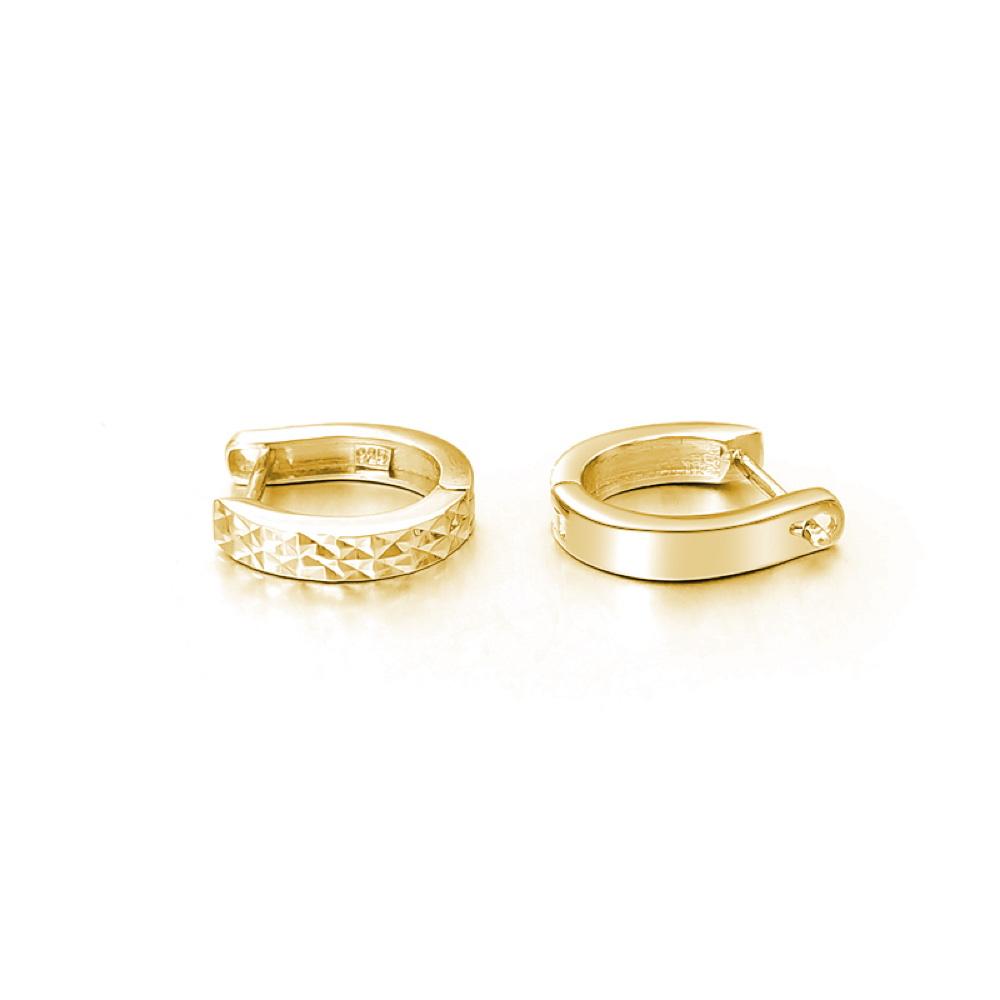 Diamond Cut Huggie Hoop Earrings .925 Silver