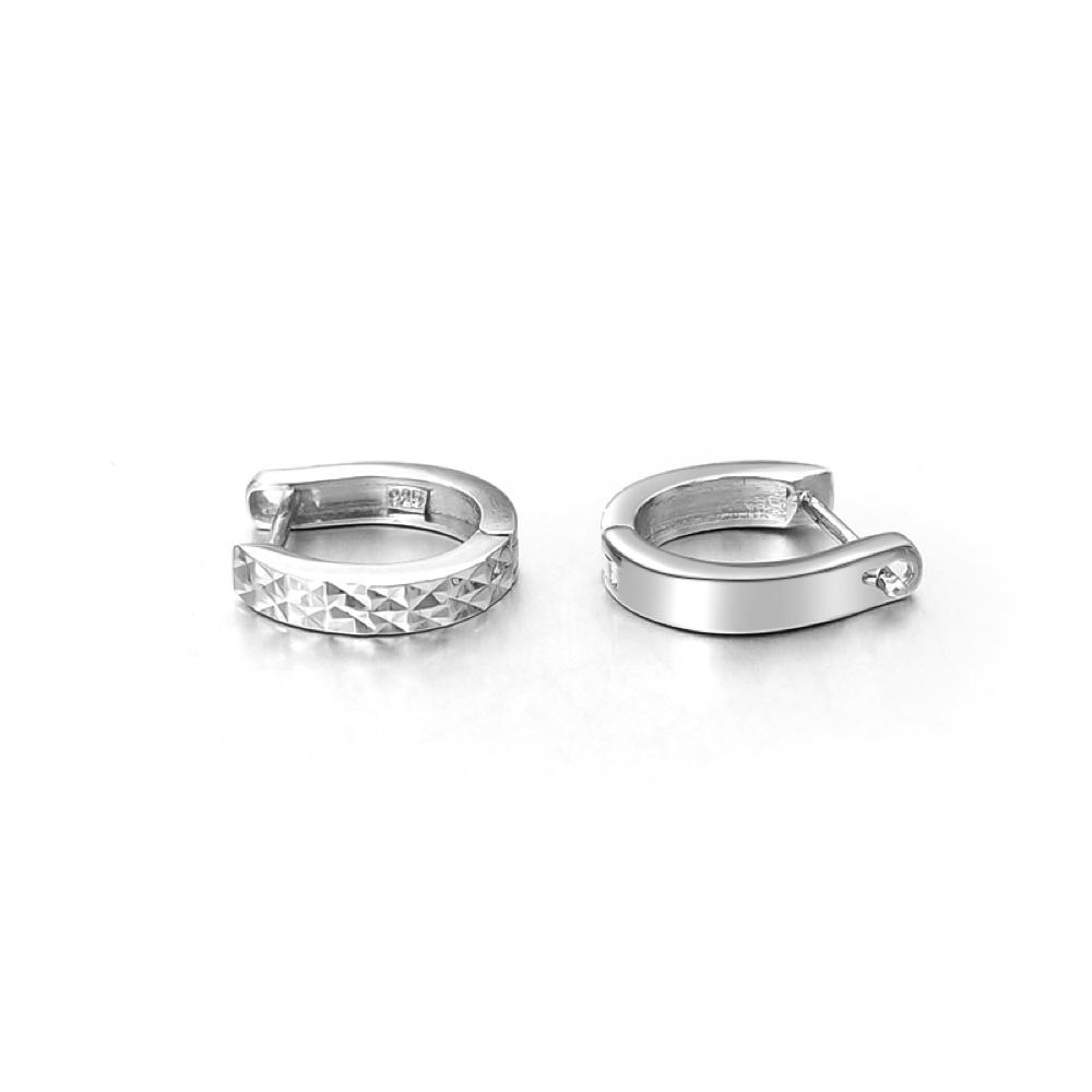 Diamond Cut Huggie Hoop Earrings .925 Silver