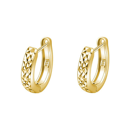 Diamond Cut Huggie Hoop Earrings .925 Silver