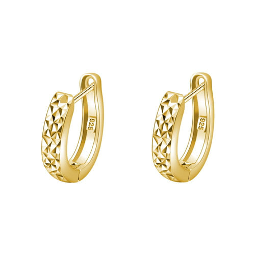 Diamond Cut Huggie Hoop Earrings .925 Silver