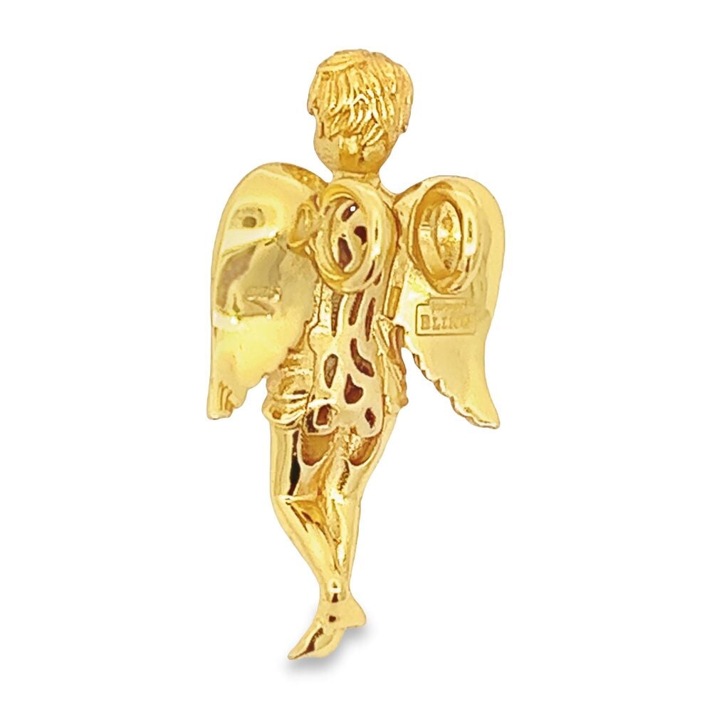 Diamond Micro Praying Cherub Angel Gold .925 Sterling Silver Pendant