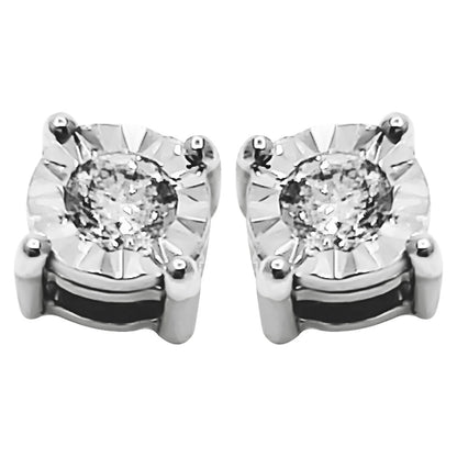 Diamond Stud Earrings Miracle Setting 10K White or Yellow Gold