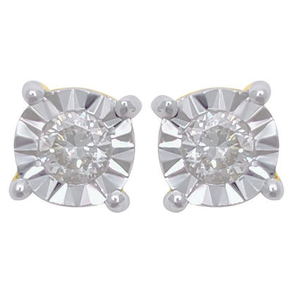Diamond Stud Earrings Miracle Setting 10K White or Yellow Gold