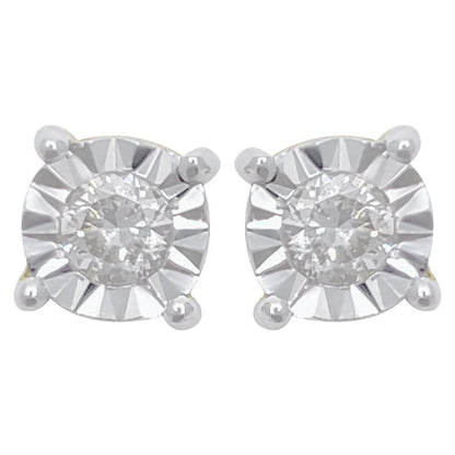 Diamond Stud Earrings Miracle Setting 10K White or Yellow Gold