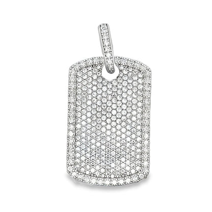 Dog Tag 3.86cttw VVS Moissanite Pendant .925 Sterling Silver