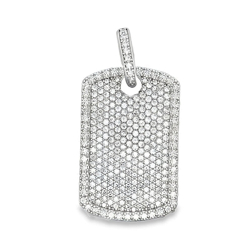 Dog Tag 3.86cttw VVS Moissanite Pendant .925 Sterling Silver