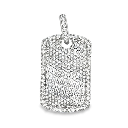 Dog Tag 3.86cttw VVS Moissanite Pendant .925 Sterling Silver