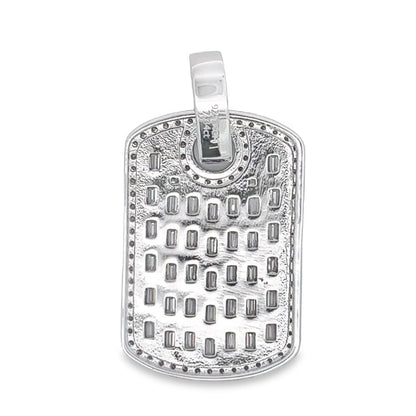 Dog Tag Baguette 7.34cttw VVS Moissanite Pendant .925 Sterling Silver