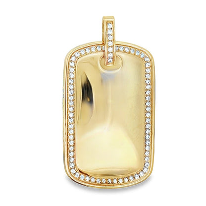 Dog Tag CZ Iced Out Pendant Stainless Steel