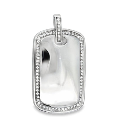 Dog Tag CZ Iced Out Pendant Stainless Steel
