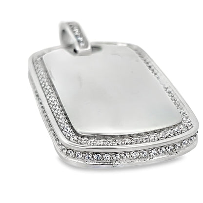 Dog Tag CZ Iced Out Pendant Stainless Steel