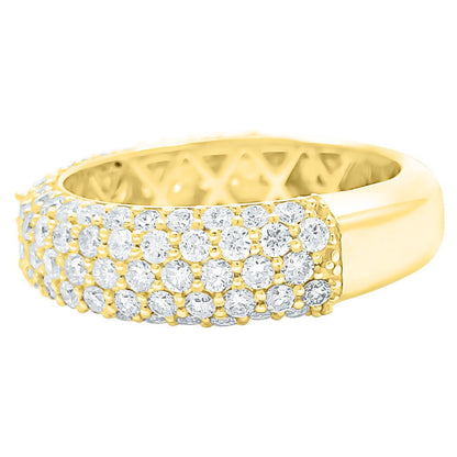 Domed 5 Row 2.76cttw Diamond Ring 14K Yellow Gold