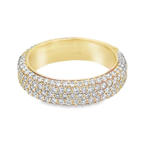 Domed 5 Row Eternity Band VS Diamond Ring 2.77cttw 14K Yellow Gold