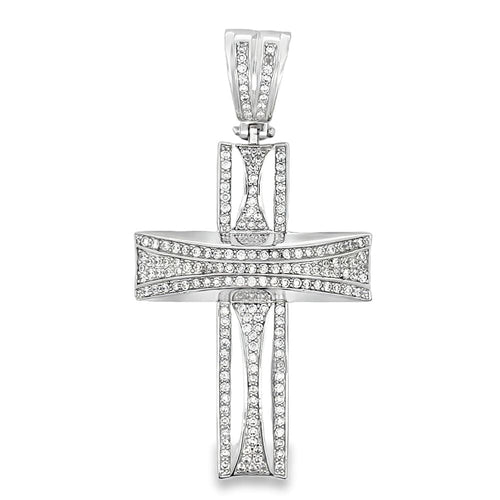 Domed Cross CZ Iced Out Pendant