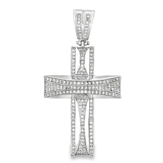Domed Cross CZ Iced Out Pendant