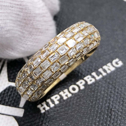 Domed Emerald Cut Eternity Band Diamond Ring 3.46cttw 14K Yellow Gold