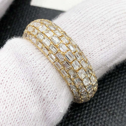Domed Emerald Cut Eternity Band Diamond Ring 3.46cttw 14K Yellow Gold