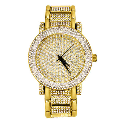 Domed Triple Bezel Iced Out Bling Hip Hop Watch