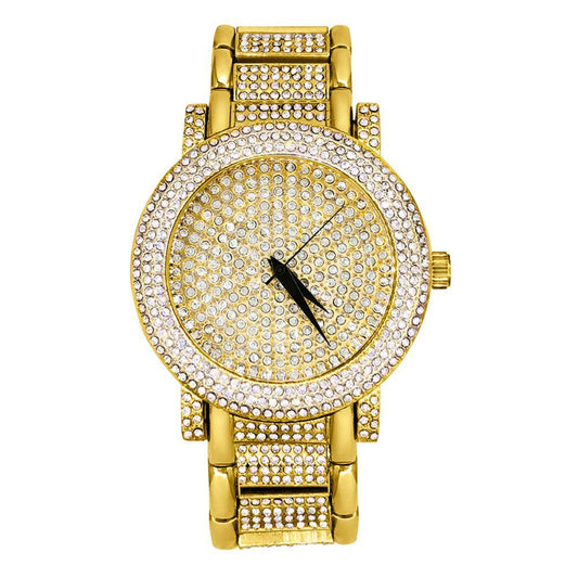 Domed Triple Bezel Iced Out Bling Hip Hop Watch