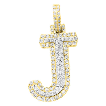 Double Block Letter Initial Diamond Pendant 10K Yellow Gold