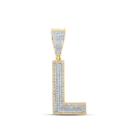 Double Block Letter Initial Diamond Pendant A-Z 10K Yellow Gold