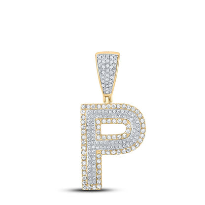 Double Block Letter Initial Diamond Pendant A-Z 10K Yellow Gold