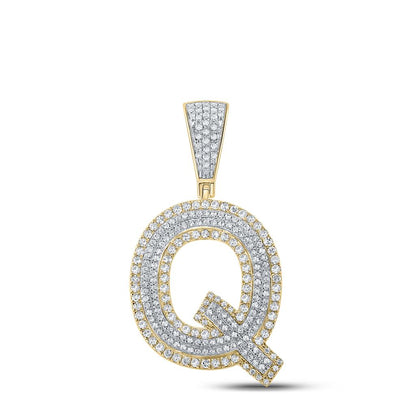 Double Block Letter Initial Diamond Pendant A-Z 10K Yellow Gold