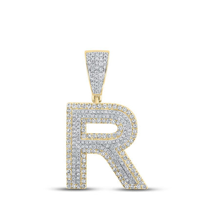 Double Block Letter Initial Diamond Pendant A-Z 10K Yellow Gold