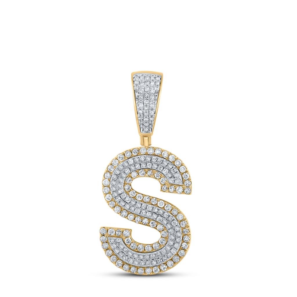 Double Block Letter Initial Diamond Pendant A-Z 10K Yellow Gold