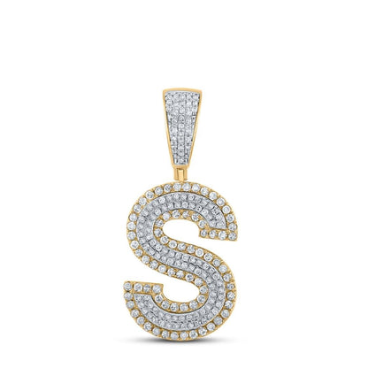 Double Block Letter Initial Diamond Pendant A-Z 10K Yellow Gold