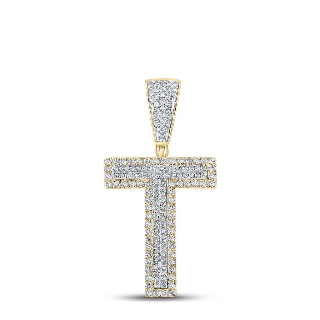 Double Block Letter Initial Diamond Pendant A-Z 10K Yellow Gold