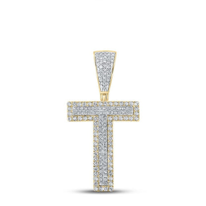 Double Block Letter Initial Diamond Pendant A-Z 10K Yellow Gold