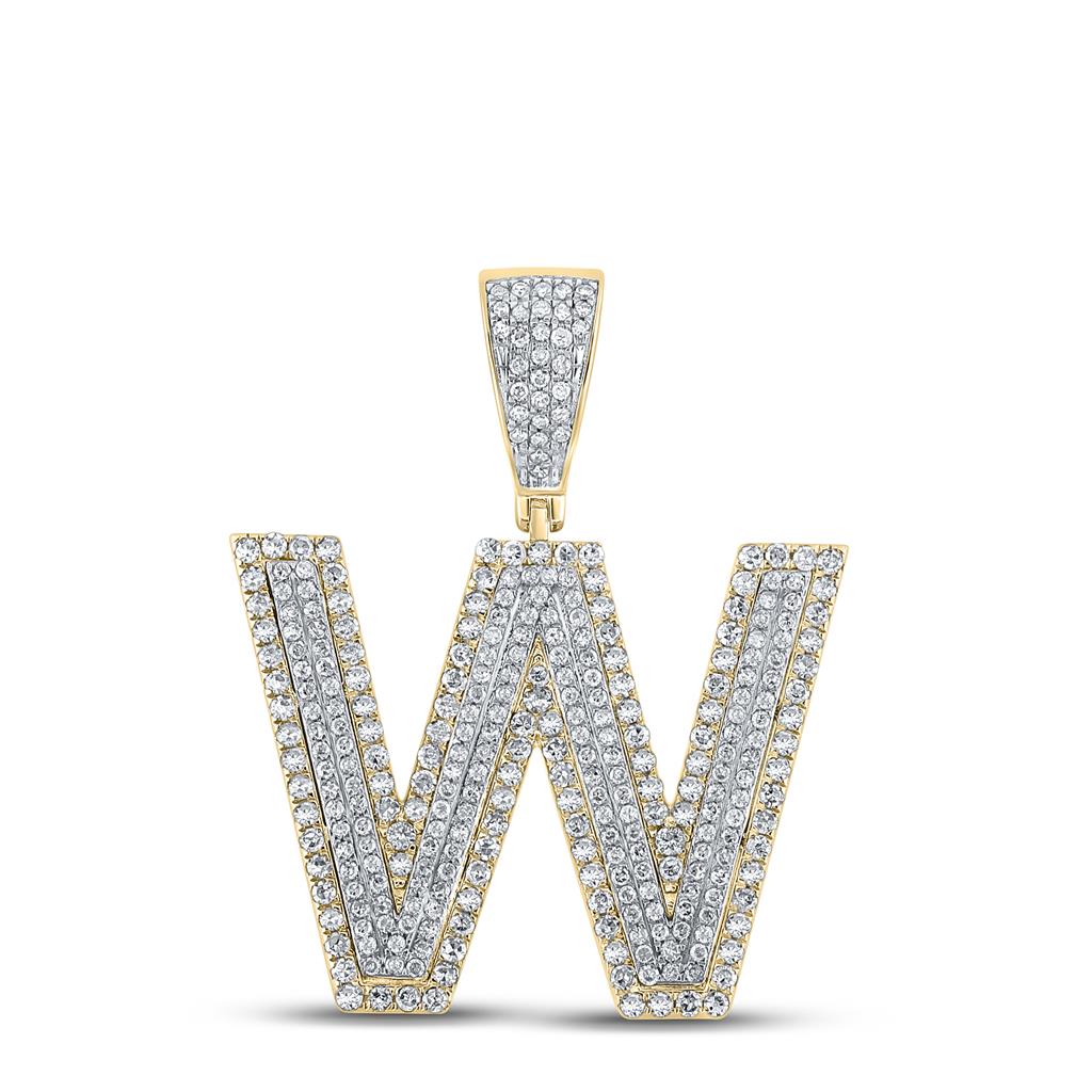 Double Block Letter Initial Diamond Pendant A-Z 10K Yellow Gold