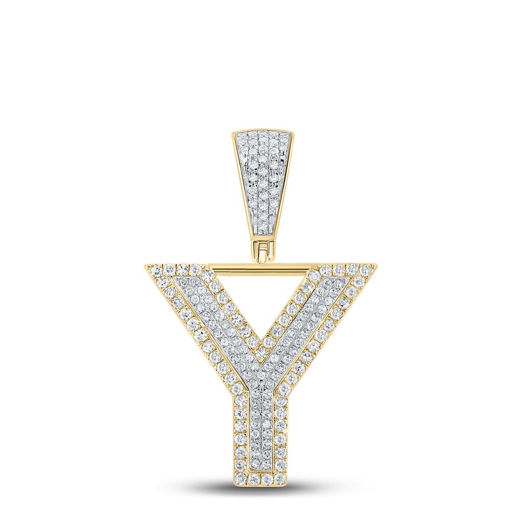 Double Block Letter Initial Diamond Pendant A-Z 10K Yellow Gold