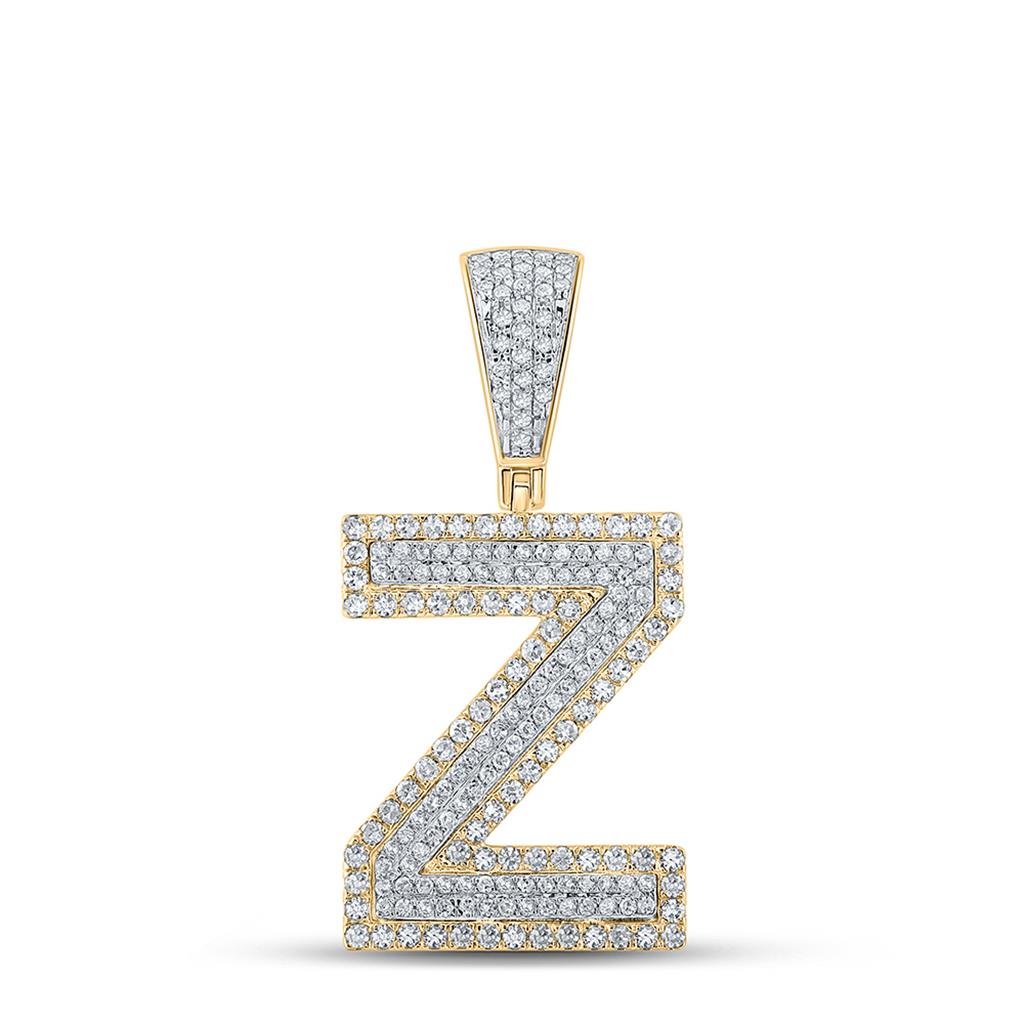 Double Block Letter Initial Diamond Pendant A-Z 10K Yellow Gold