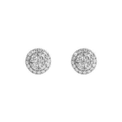 Double Circle Diamond Earrings .45cttw 10K Yellow Gold