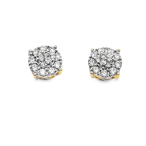 Double Circle Diamond Earrings .50cttw 14K Yellow Gold