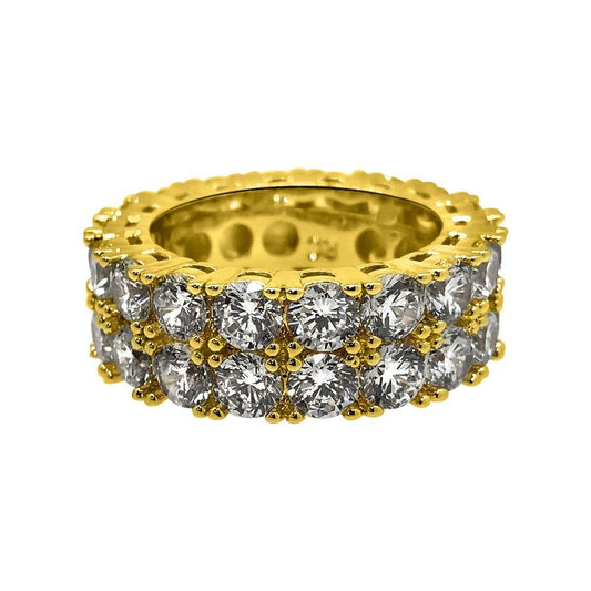 Double Eternity Band 360 Gold CZ Bling Bling Ring