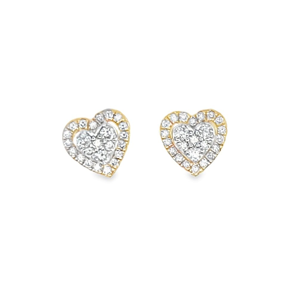 Double Heart Diamond Earrings .50cttw 14K Yellow Gold