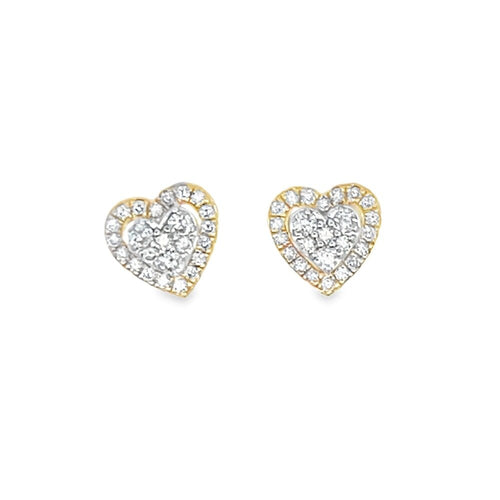 Double Heart Diamond Earrings .50cttw 14K Yellow Gold