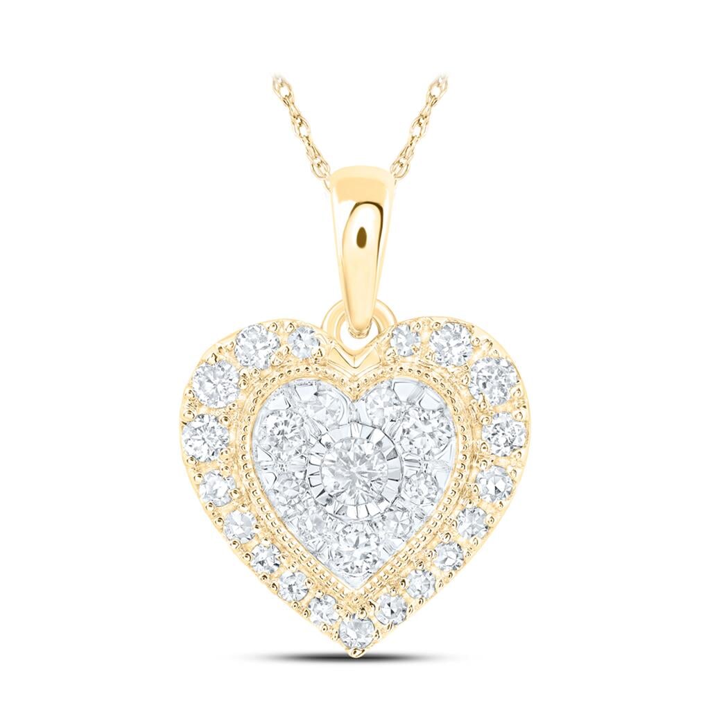 Double Heart Diamond Pendant 10K Gold