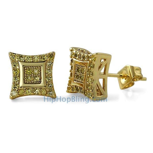 Double Kite M Lemonade CZ Iced Out Earrings