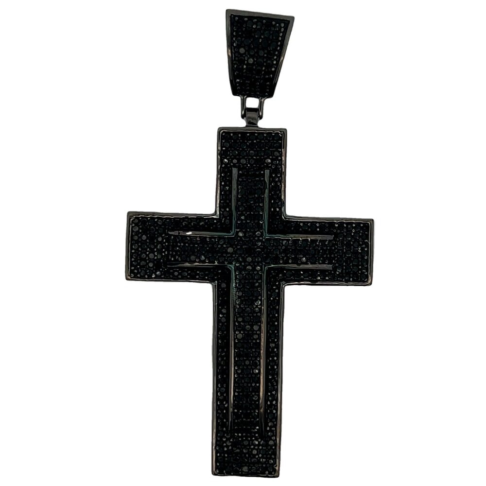 Double Row Cross CZ Iced Out Pendant