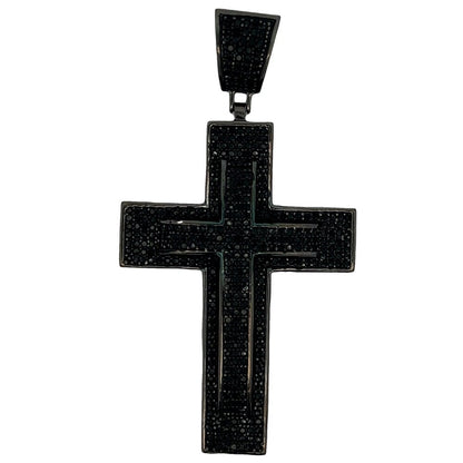 Double Row Cross CZ Iced Out Pendant