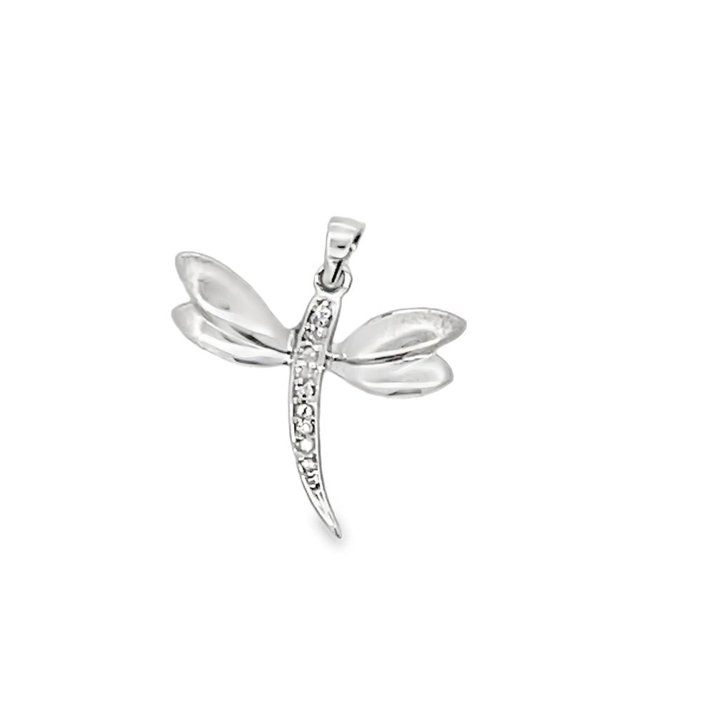 Dragonfly Diamond Pendant 10K White Gold