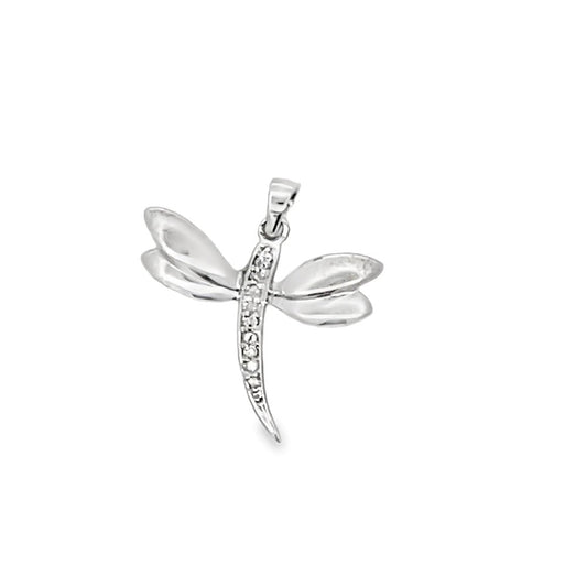 Dragonfly Diamond Pendant 10K White Gold