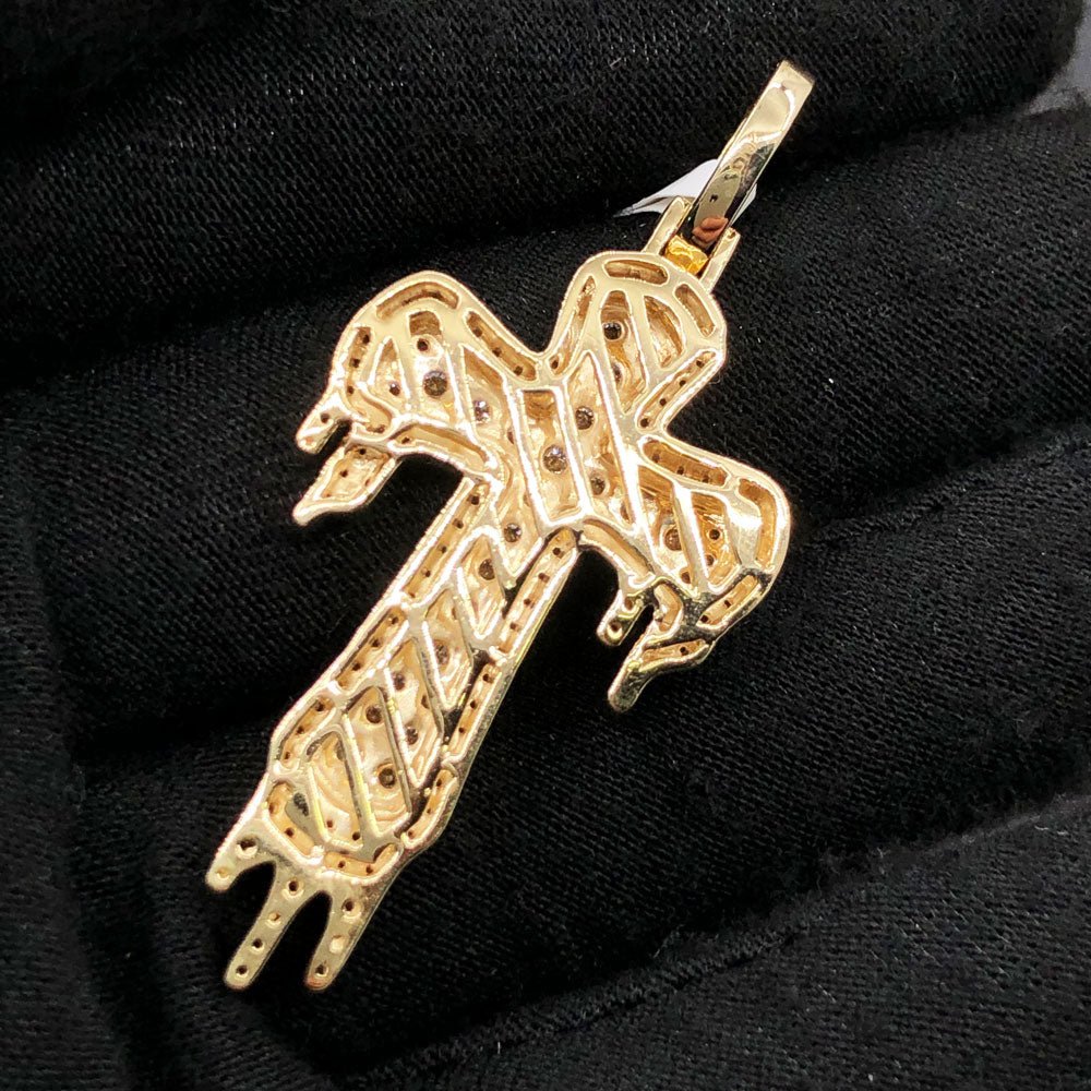 Drip Cross 2.34cttw Diamond Pendant 10K Yellow Gold