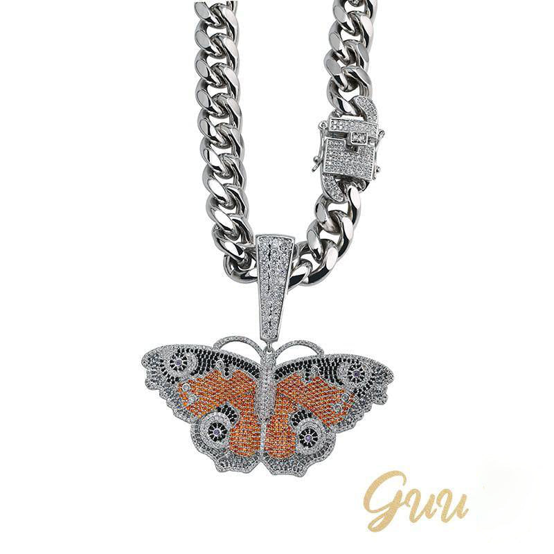 18K Gold-Plated Micro Inlay  AAA CZ Butterfly Pendant