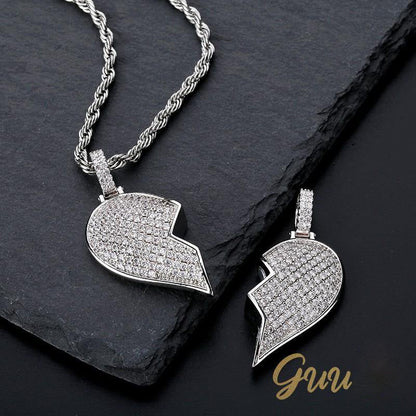 18K Gold-Plated Micro-inlay  AAA CZ  Broken Of Heart Pendant